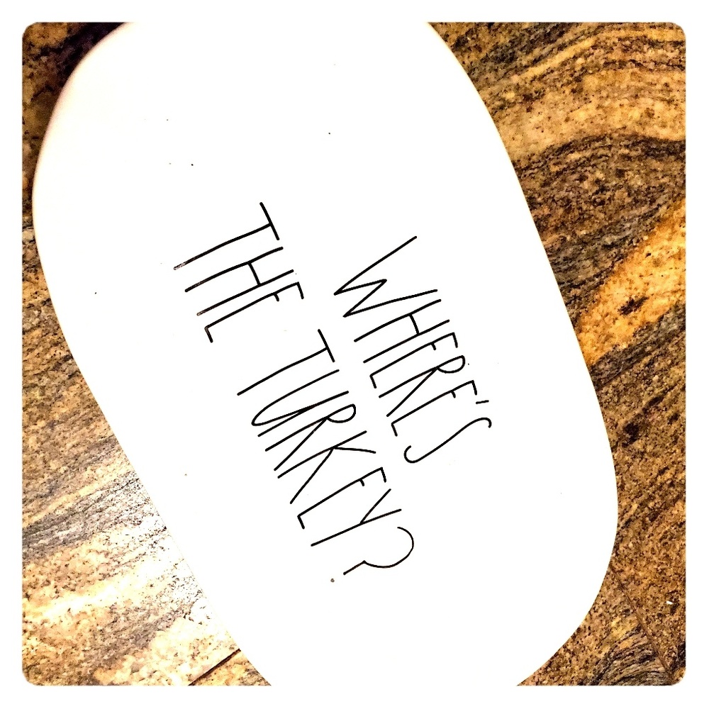 WHERE'S THE TURKEY? Oval Plate by Rae Dunn